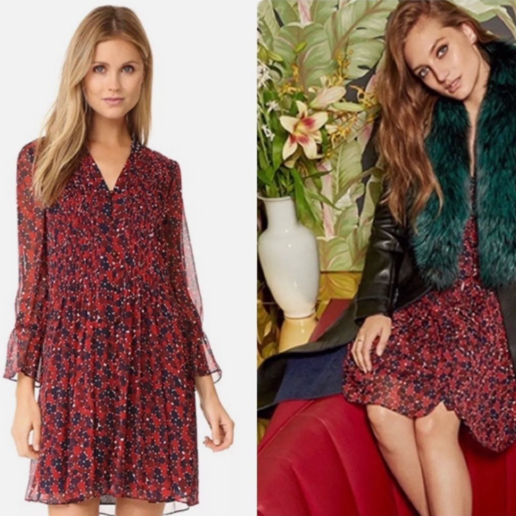 Diane Von Furstenberg Kourtni Silk Sheath Knee Dress Pirouette Dot Red Xs $469